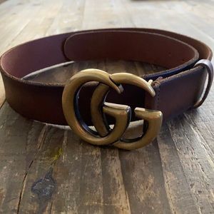 Gucci: leather, double G belt (brown)